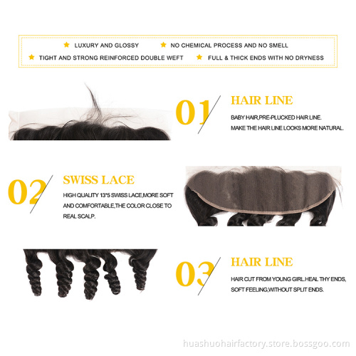 Loose Wave Virgin Human Hair Bundle Cuticle Aligned Raw Virgin Indian Hair Unprocessed With Frontals